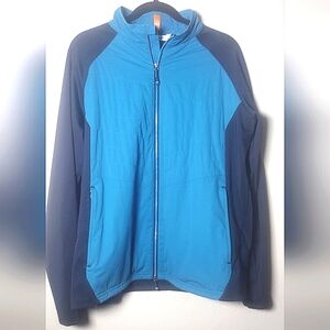 Peter Millar Merge Elite Performance Jacket Navy Blue and Jewel Blue Golf Size L